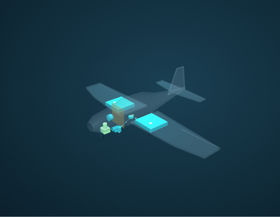 Preview of the PA-28 model with the fuel system visible through the airframe
